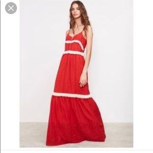 Medium MISA Los Angeles boho red eyelet dress